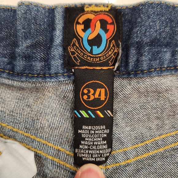 Gino Green Global Jeans Mens 34x31 Blue Vintage Embroidered JNCO Grunge 999 - Picture 9 of 15